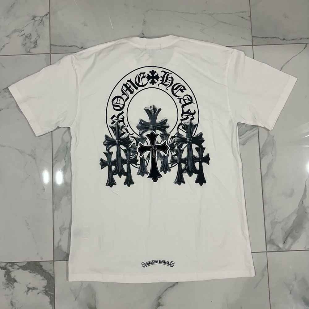 Chrome Hearts White Tee with Black Gothic Design